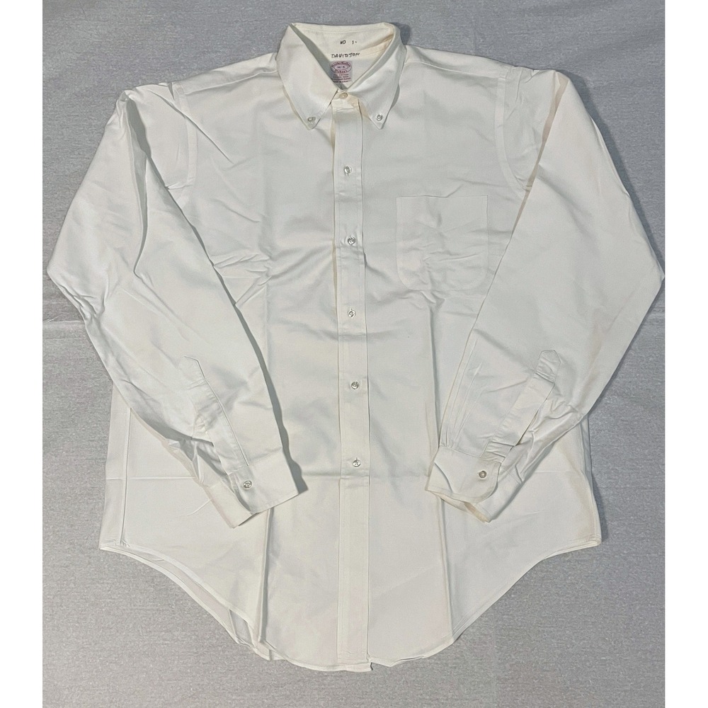 Vtg 80s 90sBrooks Brothers Makers White Cotton Mens Dress Shirt MADE IN USA 16-5